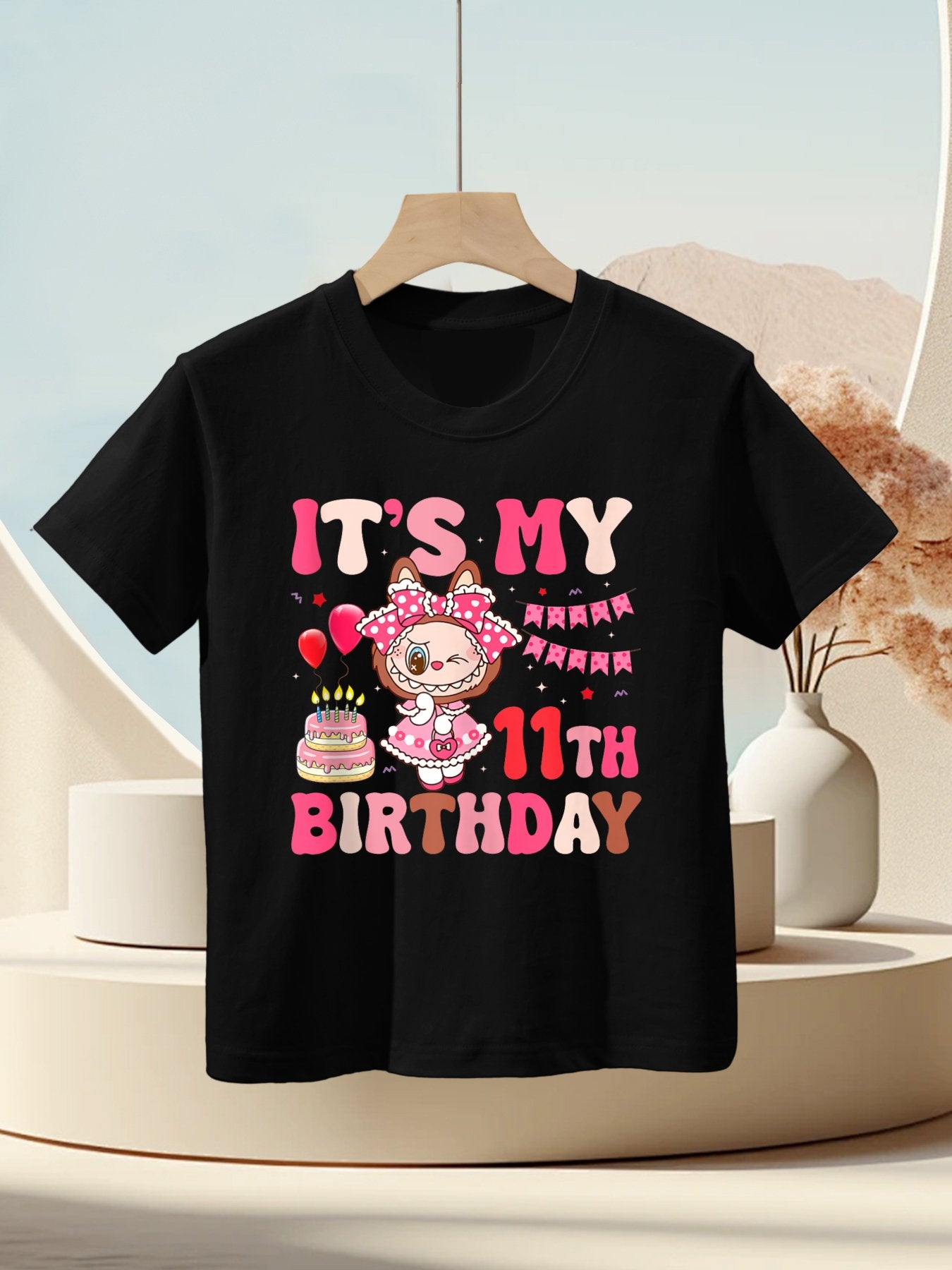 It's My 11th Birthday Girls Kidsns Labubu Bday Kids T-Shirt