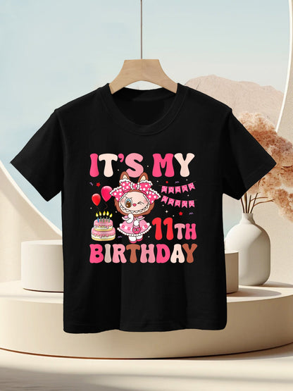 It's My 11th Birthday Girls Kidsns Labubu Bday Kids T-Shirt