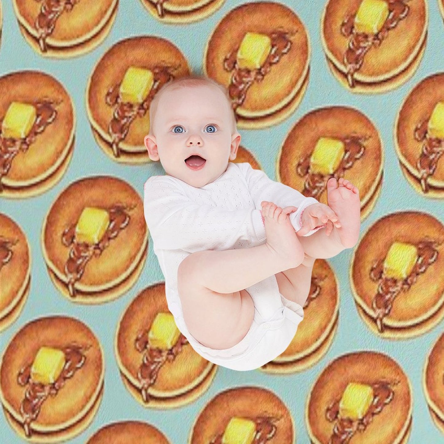 Pancakes Pattern - Blue Throw Blanket