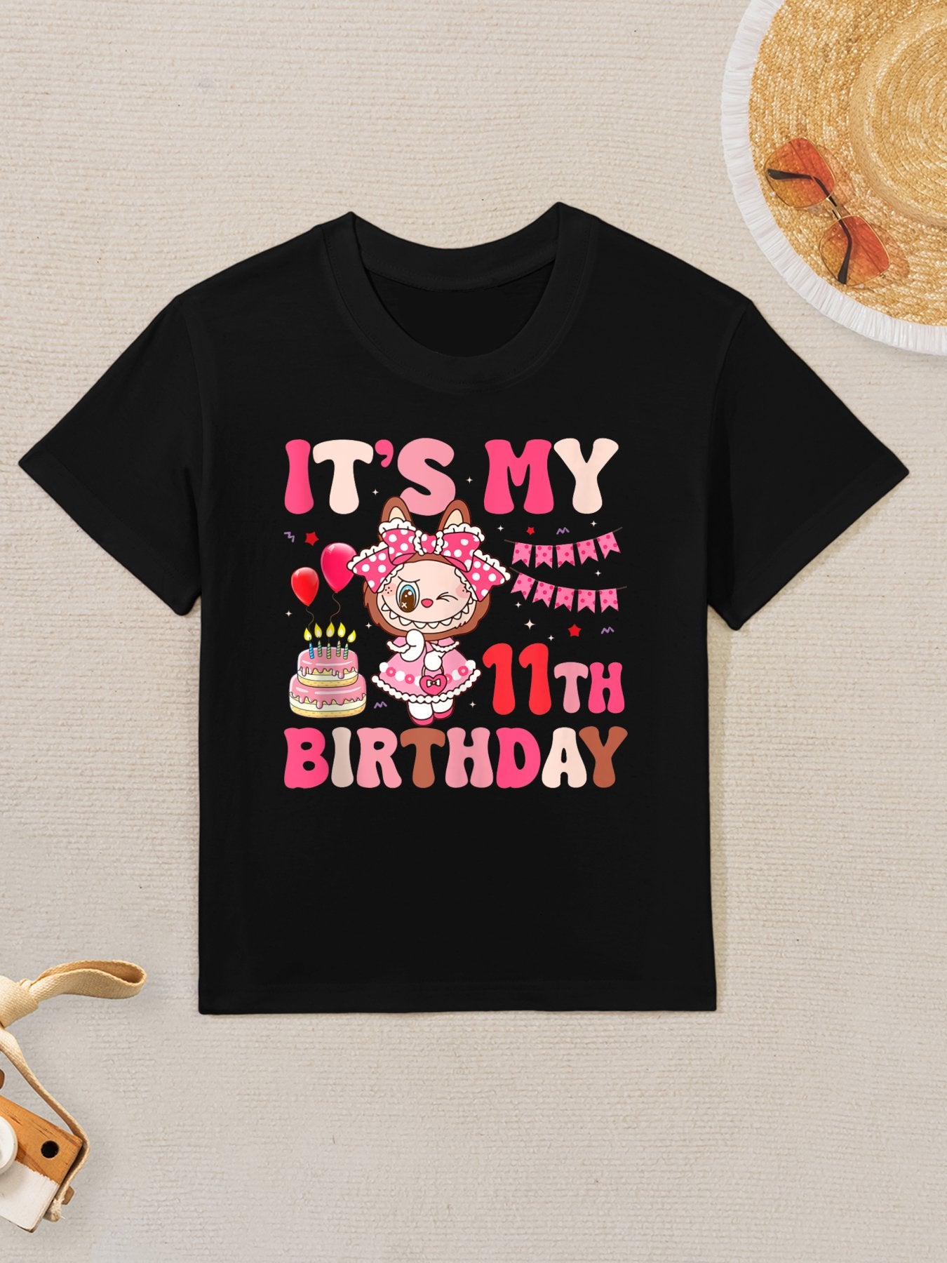 It's My 11th Birthday Girls Kidsns Labubu Bday Kids T-Shirt