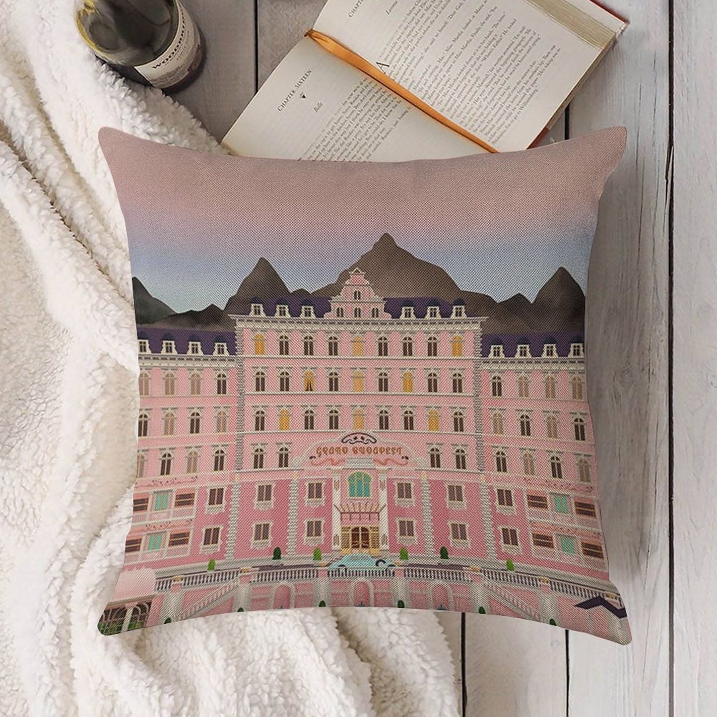 Grand Budapest Hotel Poster Wes Movie Rushmore Linen Throw Pillow Cover