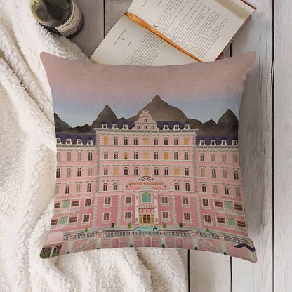 Grand Budapest Hotel Poster Wes Movie Rushmore Linen Throw Pillow Cover