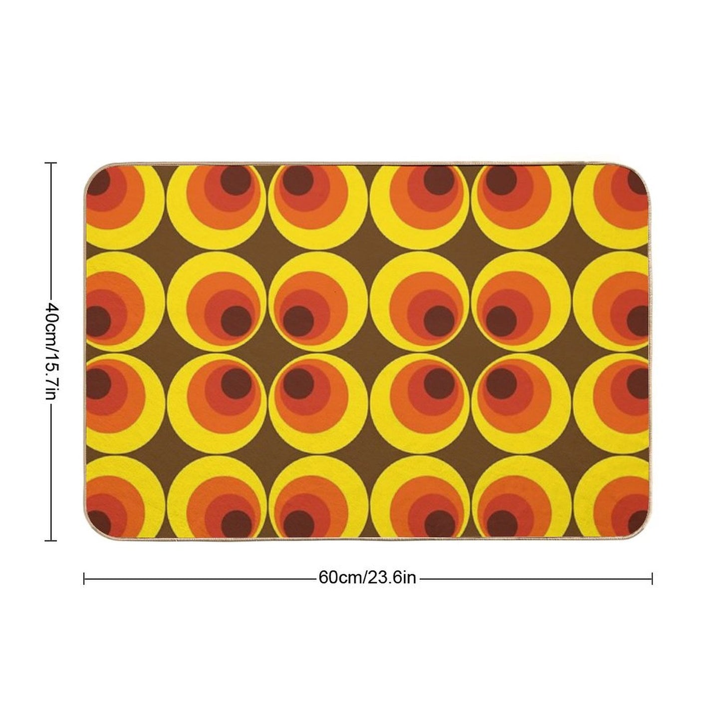 70s, 80s Funky Vintage Circle Pattern Bath Mat