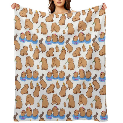 Capybara Pattern Throw Blanket