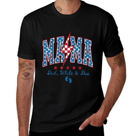 Mama Red White And Due 4th of July Pregnancy Announcement  Vintage-inspired T-Shirt