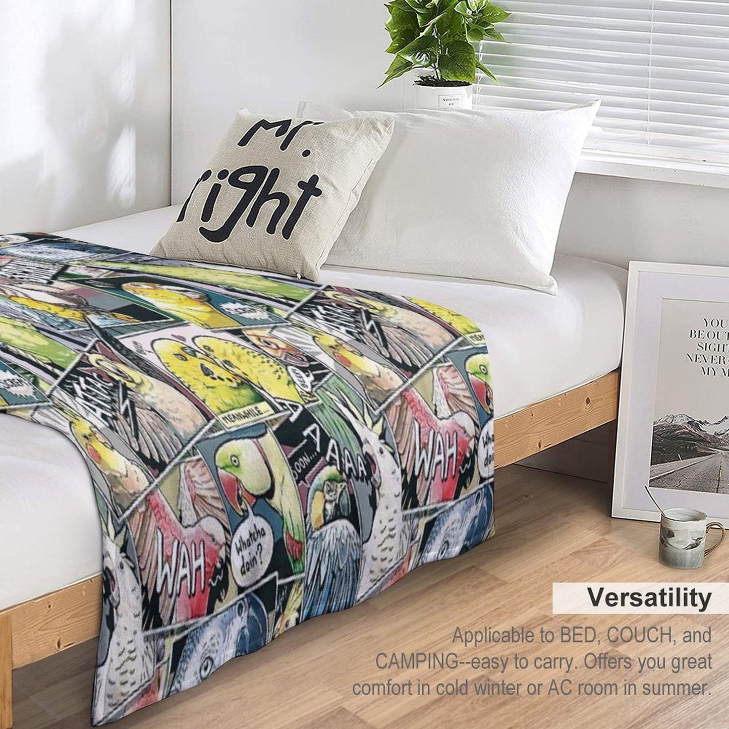Parrots Comic Style Throw Blanket
