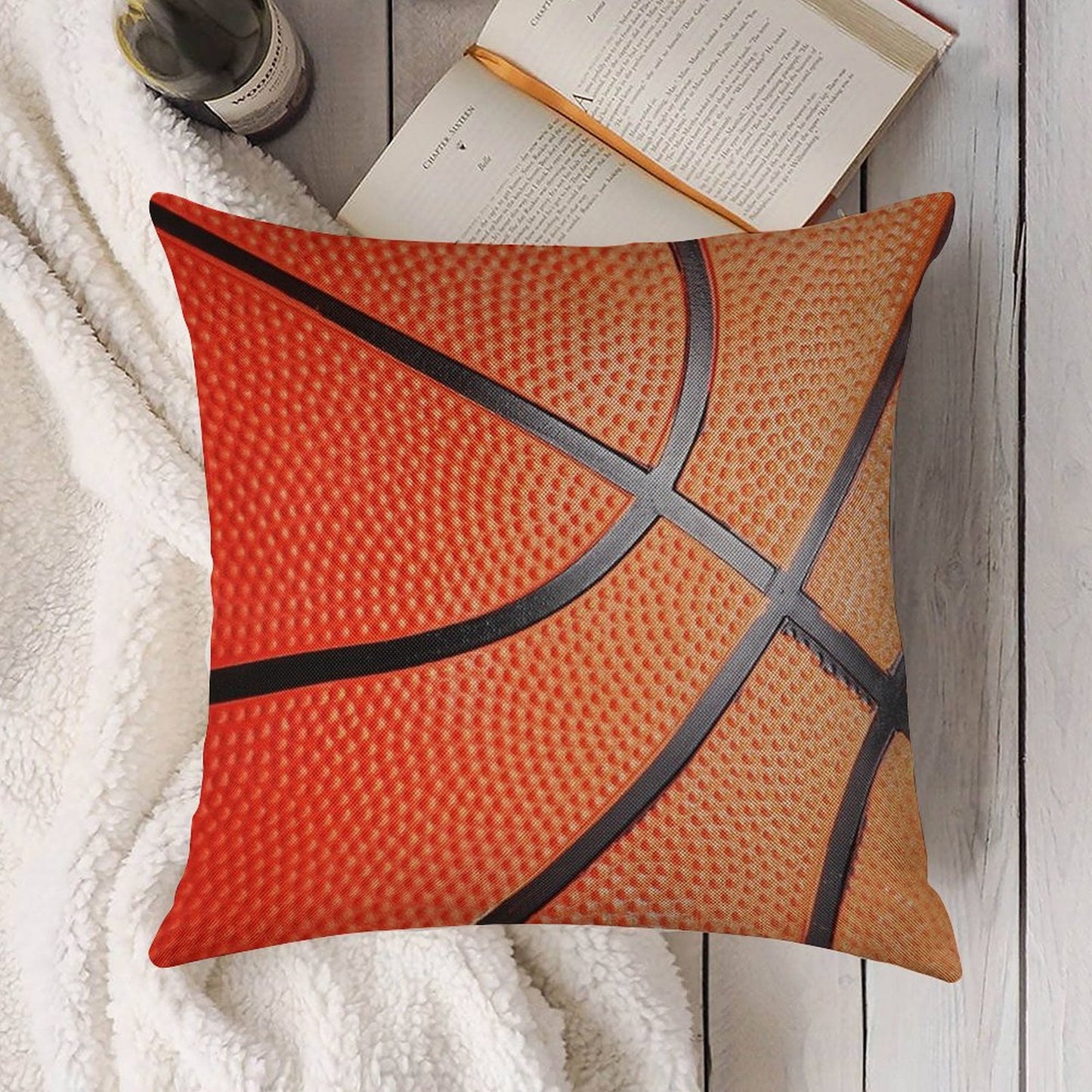 Basketball Linen Throw Pillow Cover
