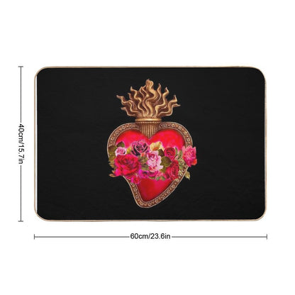 Red Immaculate Heart - Sacred Heart Bath Mat