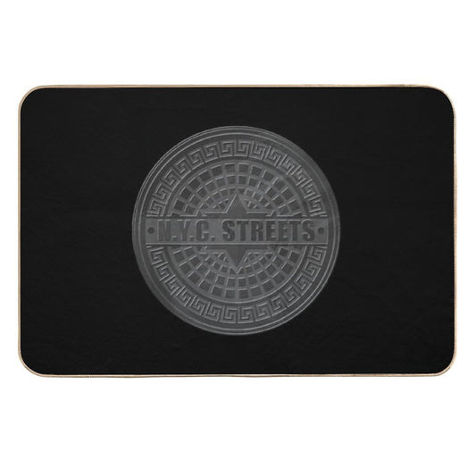 Manhole Covers NYC Black Durable Bath Mat
