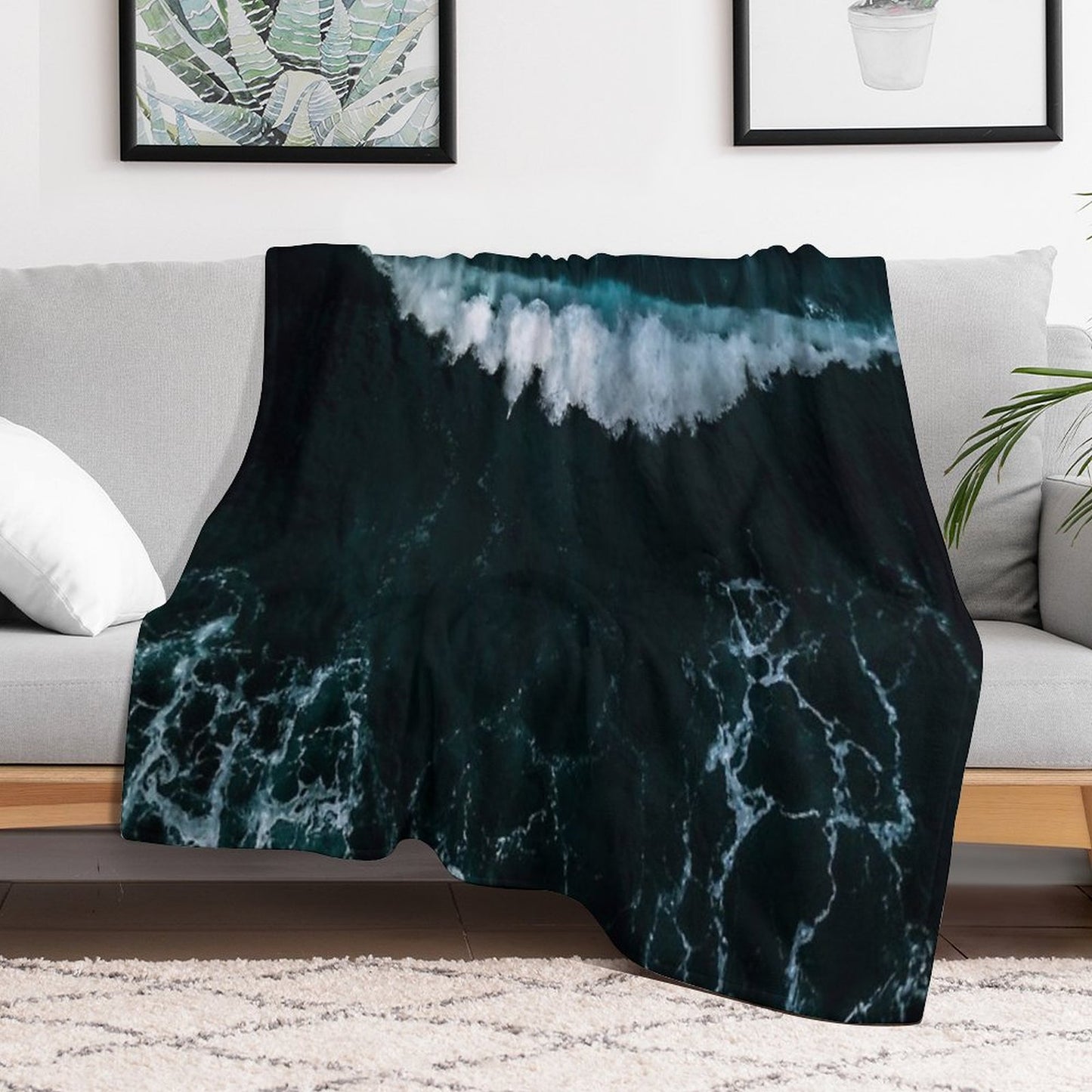 Wave in Motion - Ocean Photography Throw Blanket