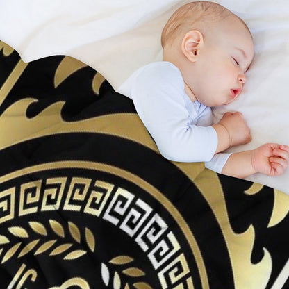 Ornate Baroque Gold Black Gold Greek Orthodox Cross Throw Blanket