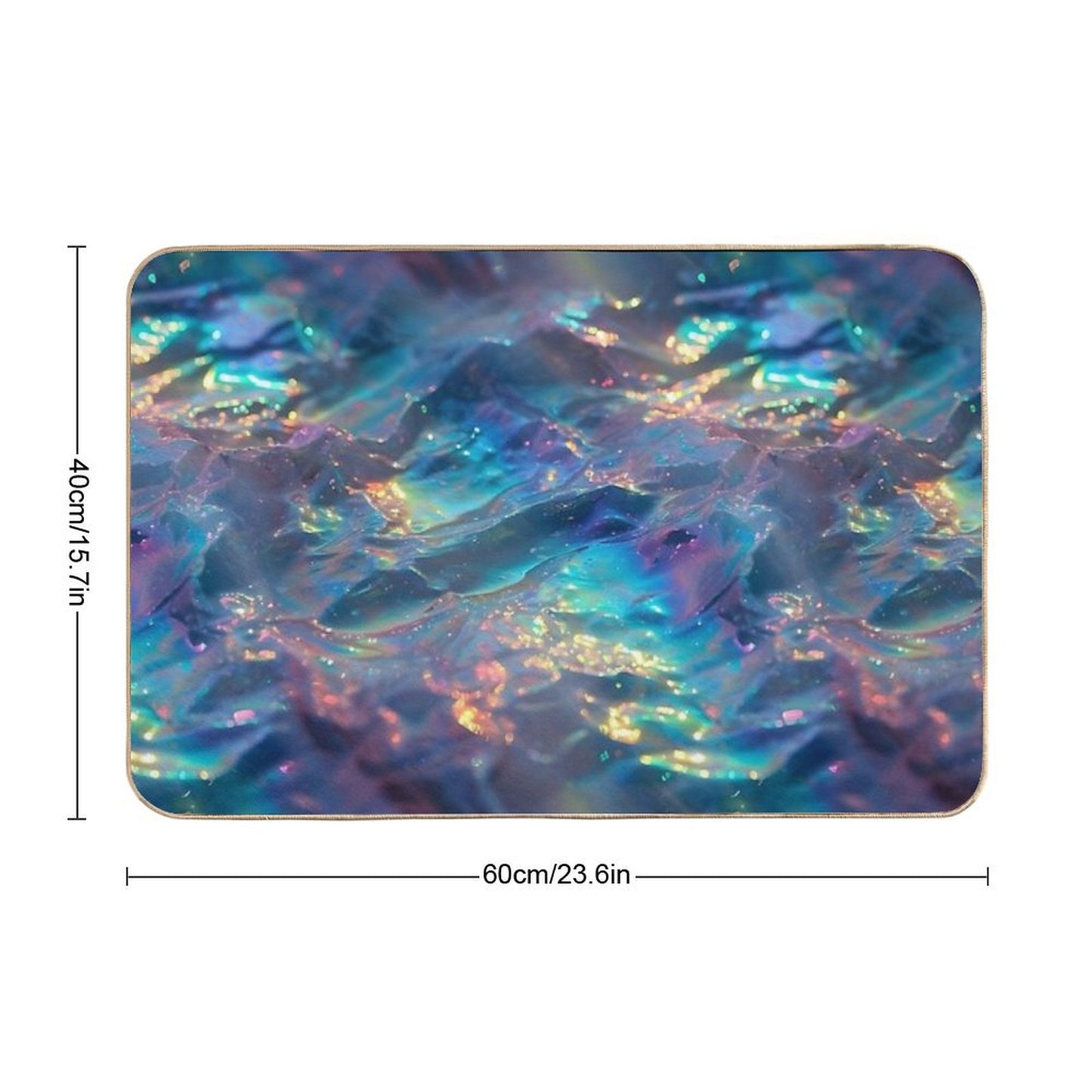 Sparkling Blue Rainbow Waves Bath Mat
