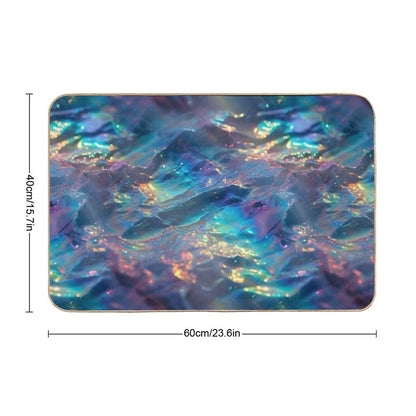 Sparkling Blue Rainbow Waves Bath Mat