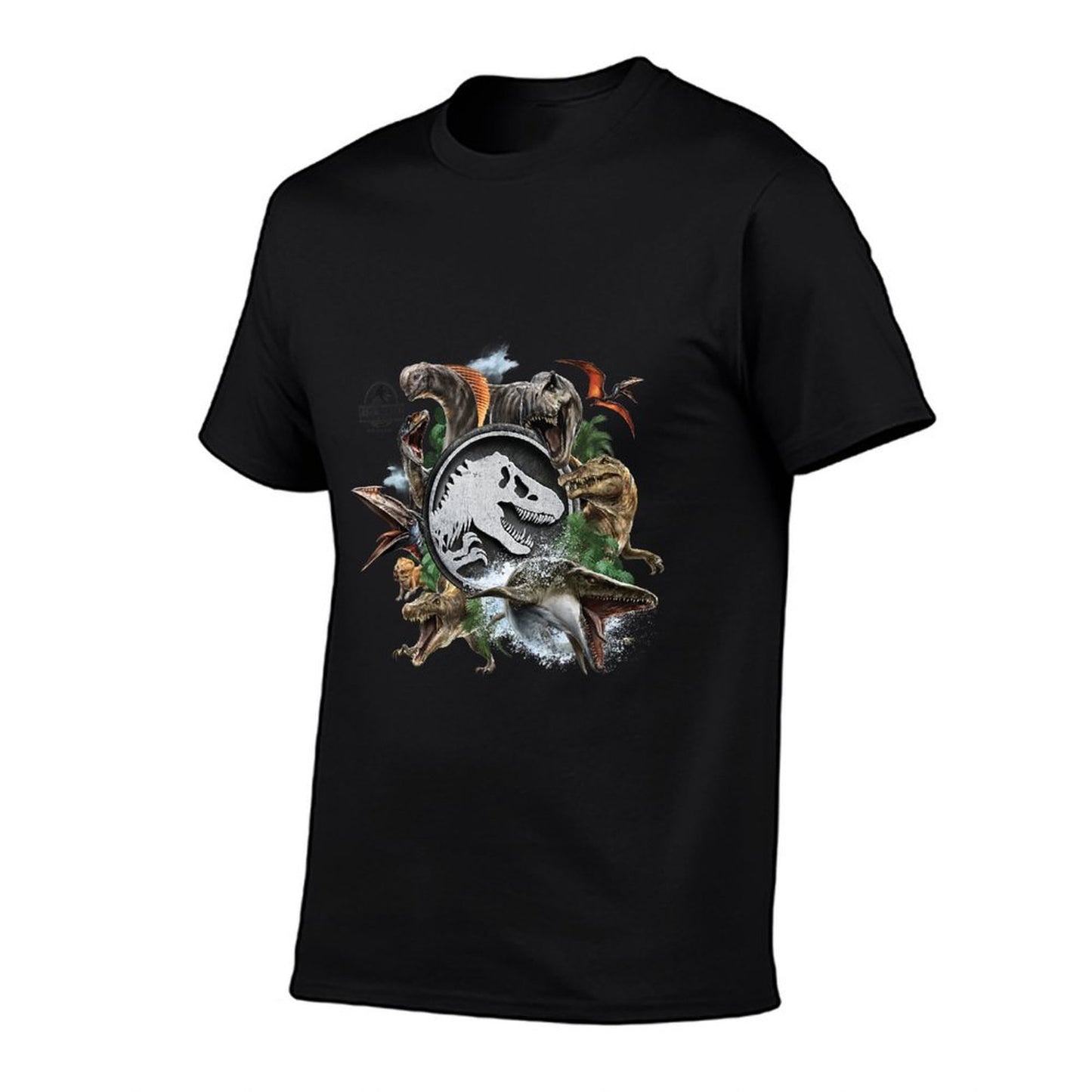 Jurassic World Rebirth Circle Logo Dinosaurs  Heathered Texture T-Shirt