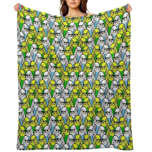 Too Many Birds! - Budgie Squad 1 Throw Blanket
