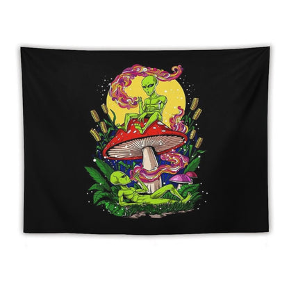 Magic Mushrooms Aliens Tapestry