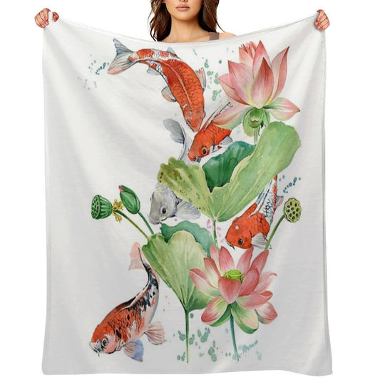 Koi Carp Fish Throw Blanket