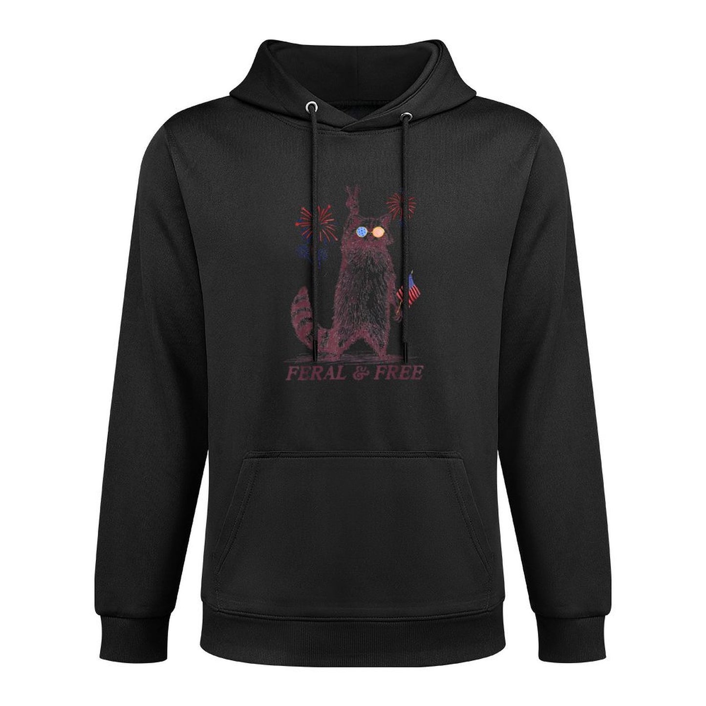 Feral & Free Funny Patriotic Racoon Feral And Free 4th July Casual Wear Hoodie