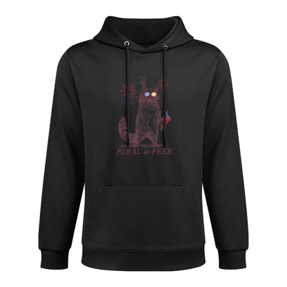 Feral & Free Funny Patriotic Racoon Feral And Free 4th July Casual Wear Hoodie