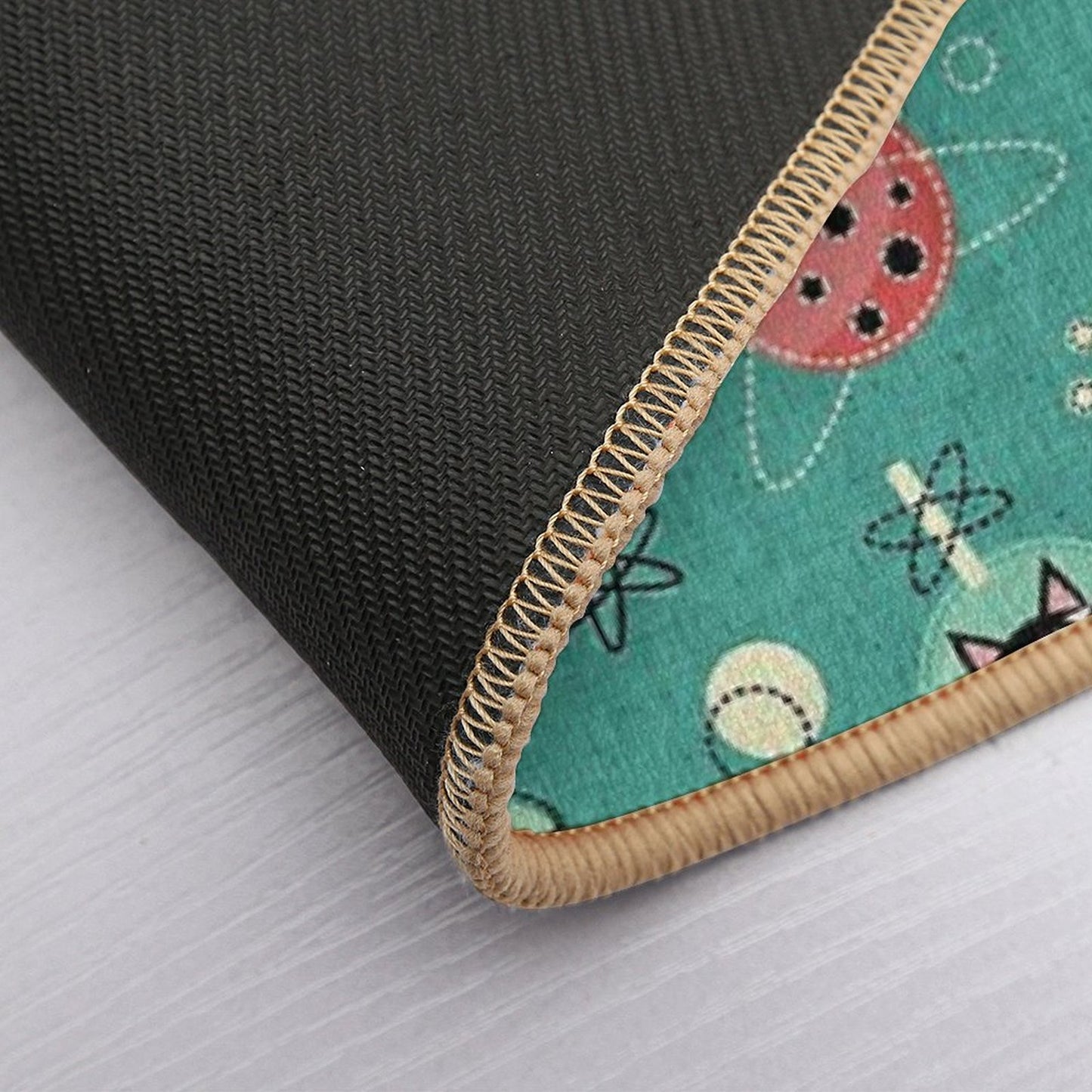 My Kitty Drives A UFO  Atomic Space Cat ©studioxtine Bath Mat