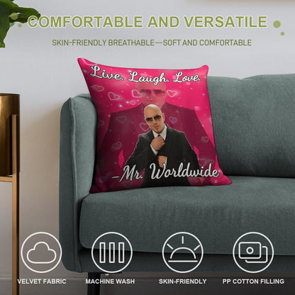 Mr Worldwide Pitbull Valentine Soft Reinforced Edging Throw Pillow