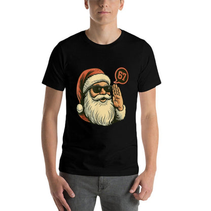 67 Christmas Funny Six Seven Meme Brainrot Santa Claus Boys  Rolled Sleeves T-Shirt
