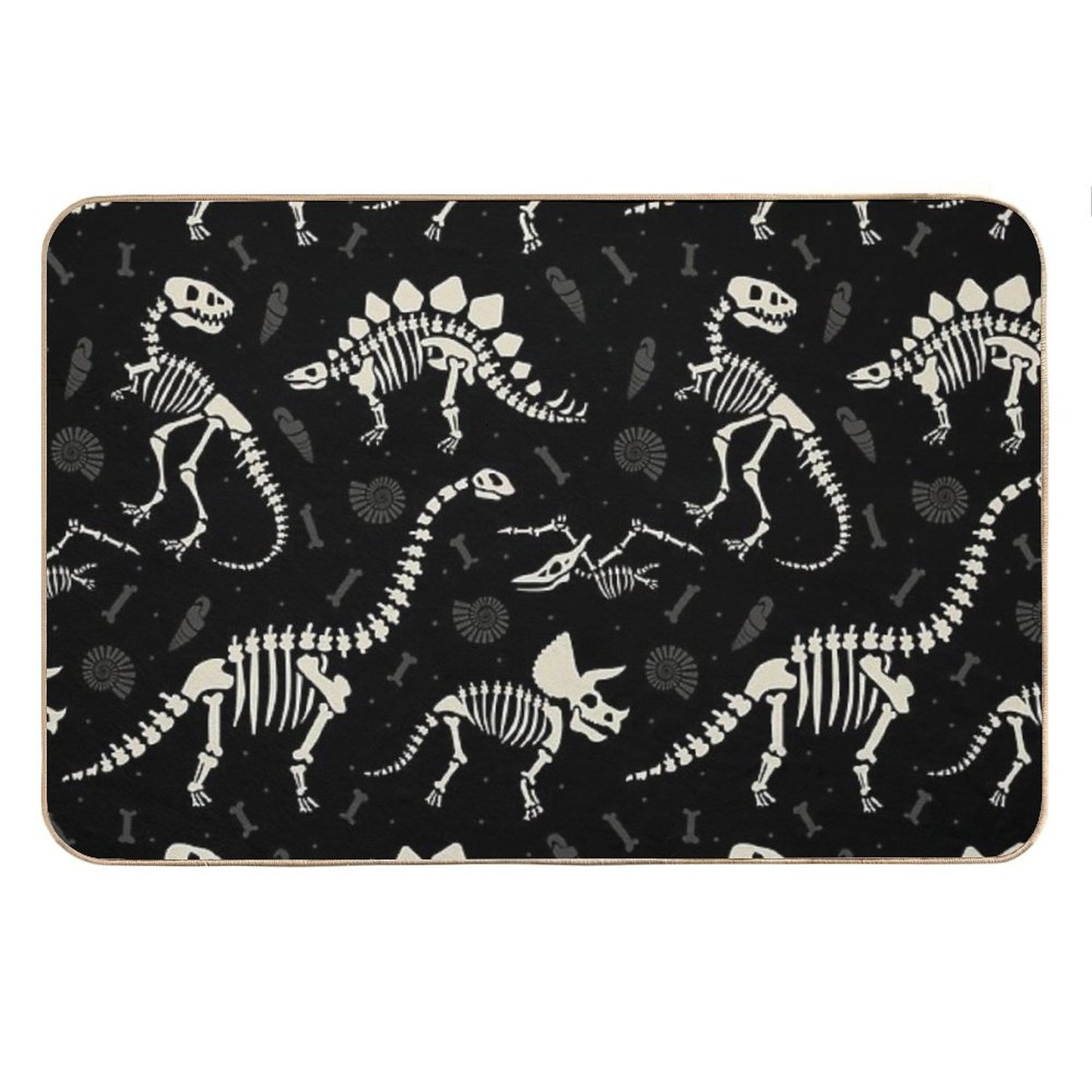 Dinosaur Fossils in Black Bath Mat