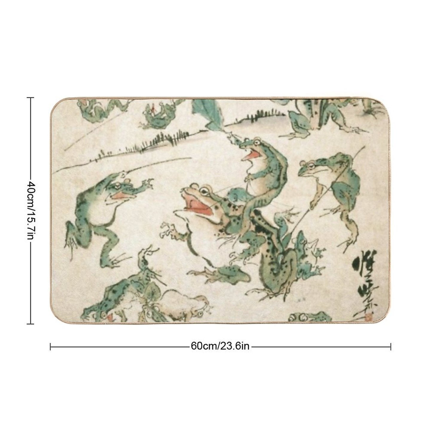 Battle Of The Frogs - Kawanabe Kyosai Durable Bath Mat