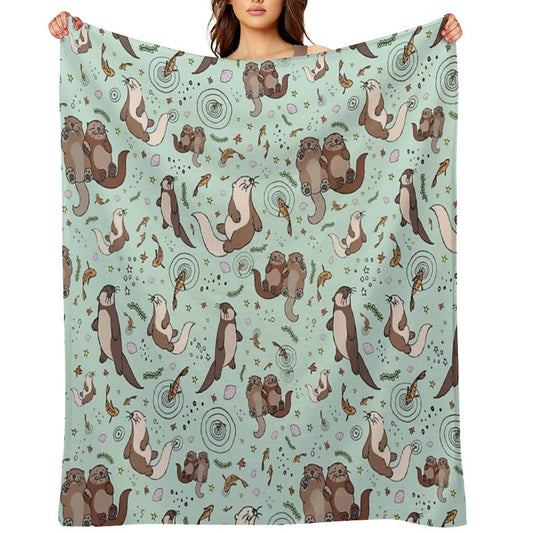 Sea Otters Throw Blanket
