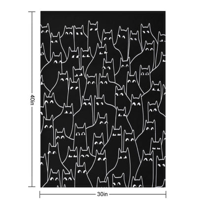Suspicious Cats (Minimal White Linework Version) Throw Blanket