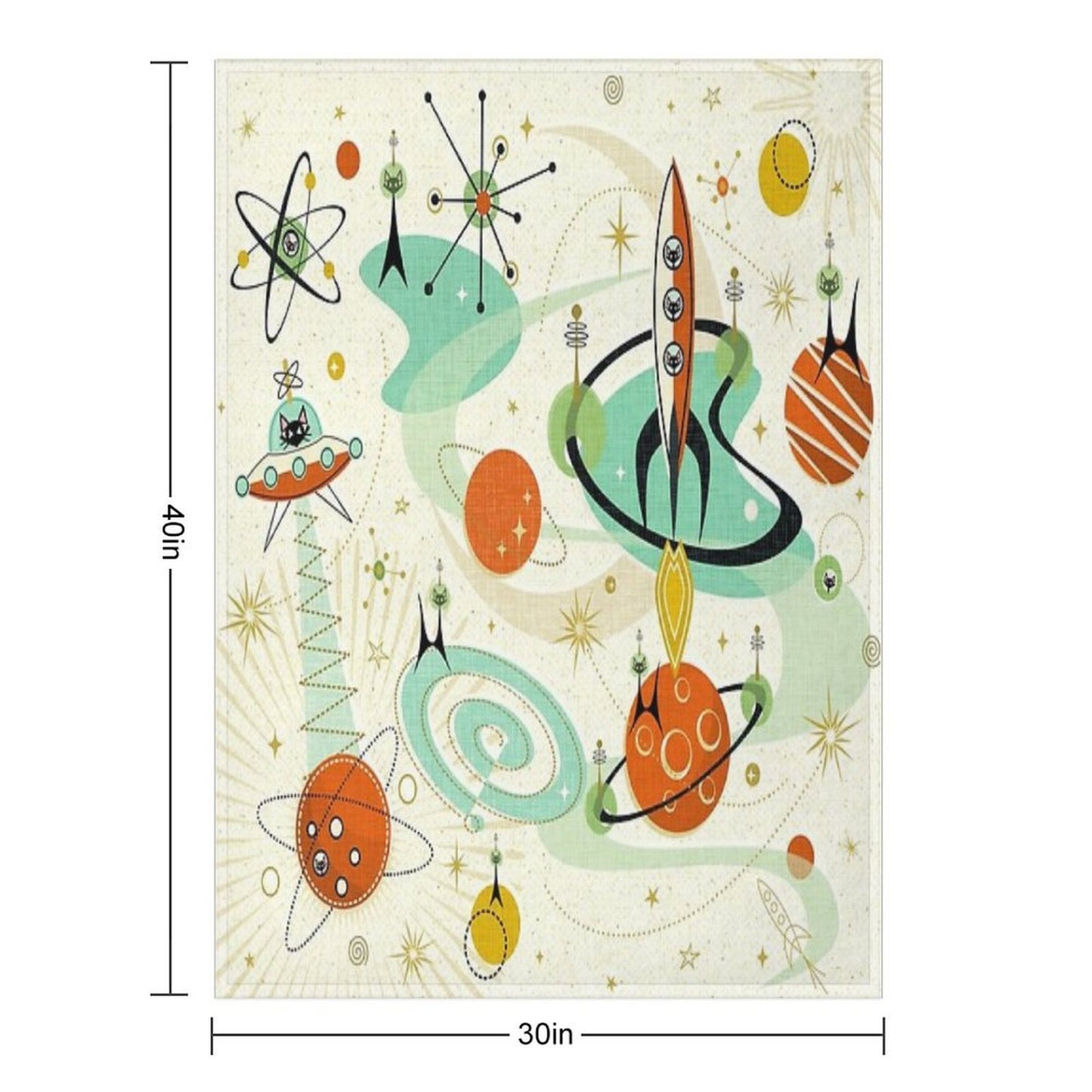 Atomic Cats in Space ©studioxtine Throw Blanket