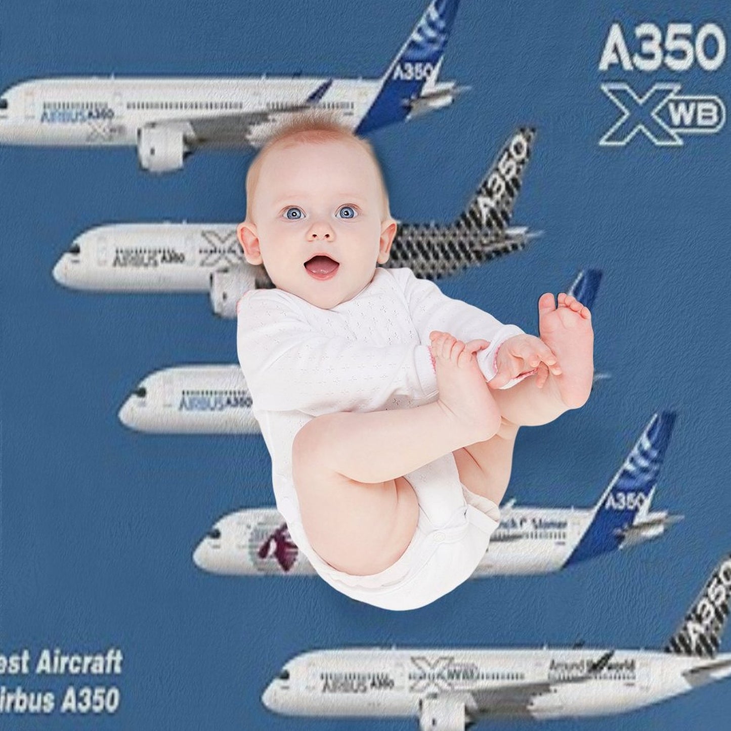 Airbus A350 Test Aircraft Fleet Illustration Throw Blanket