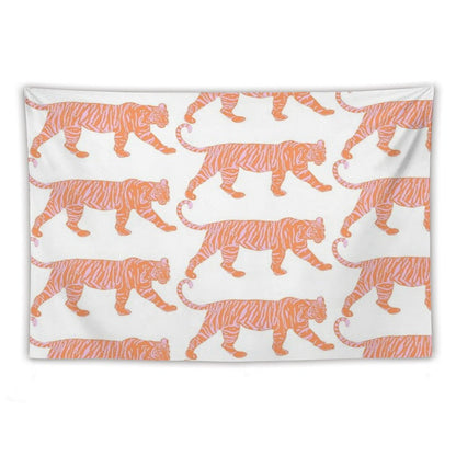 Orange And Pink Tiger Tapestry