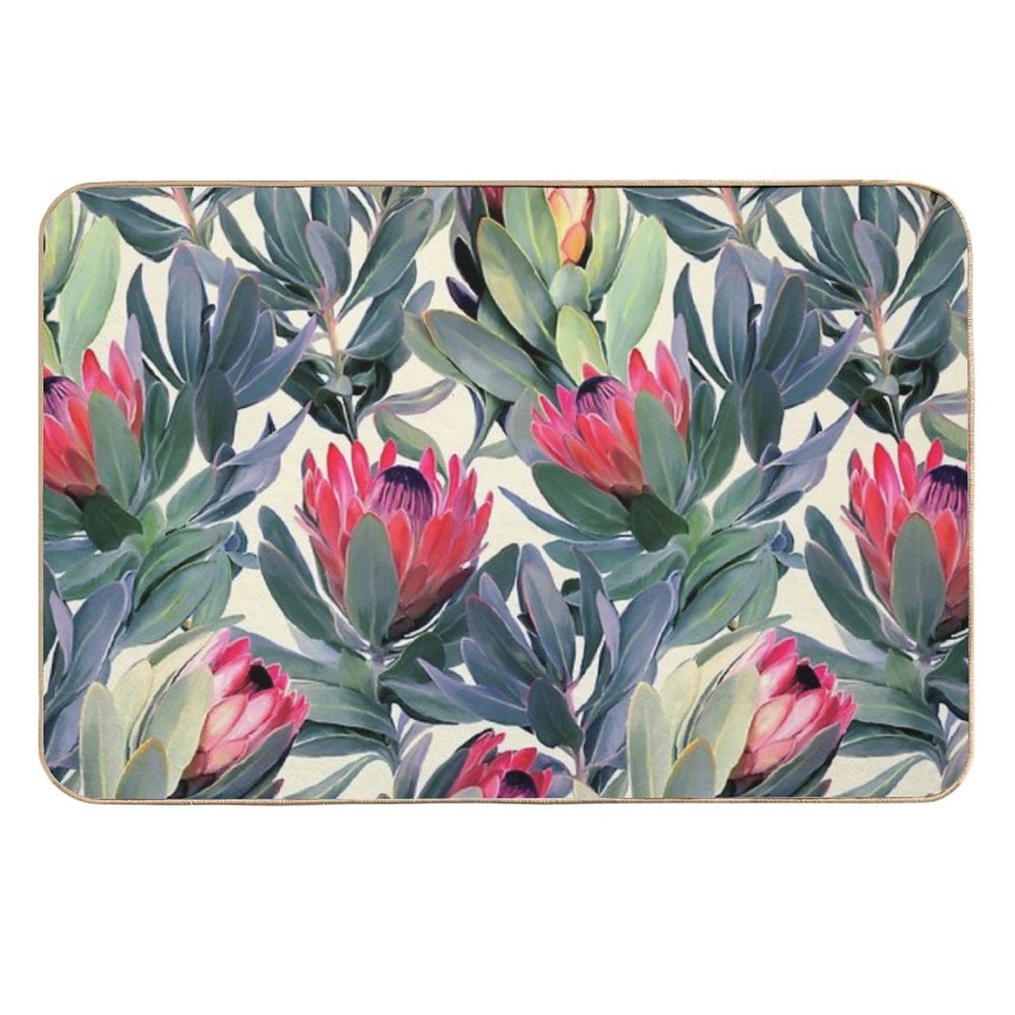 Painted Protea Pattern  High-Traffic Bath Mat