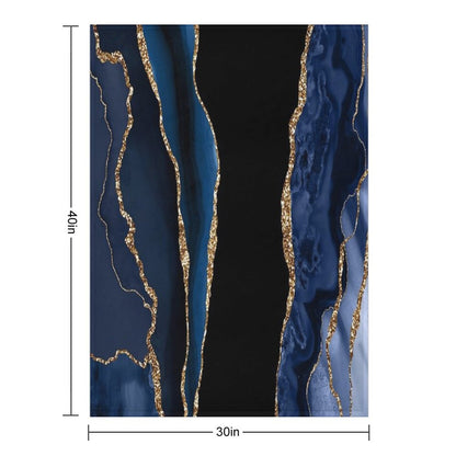 Abstract Blue And Gold Modern Geode Agate Design Throw Blanket