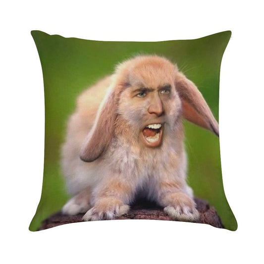 Nicolas Cage Bunny Photoshop Soft Warmth Comfort Throw Pillow