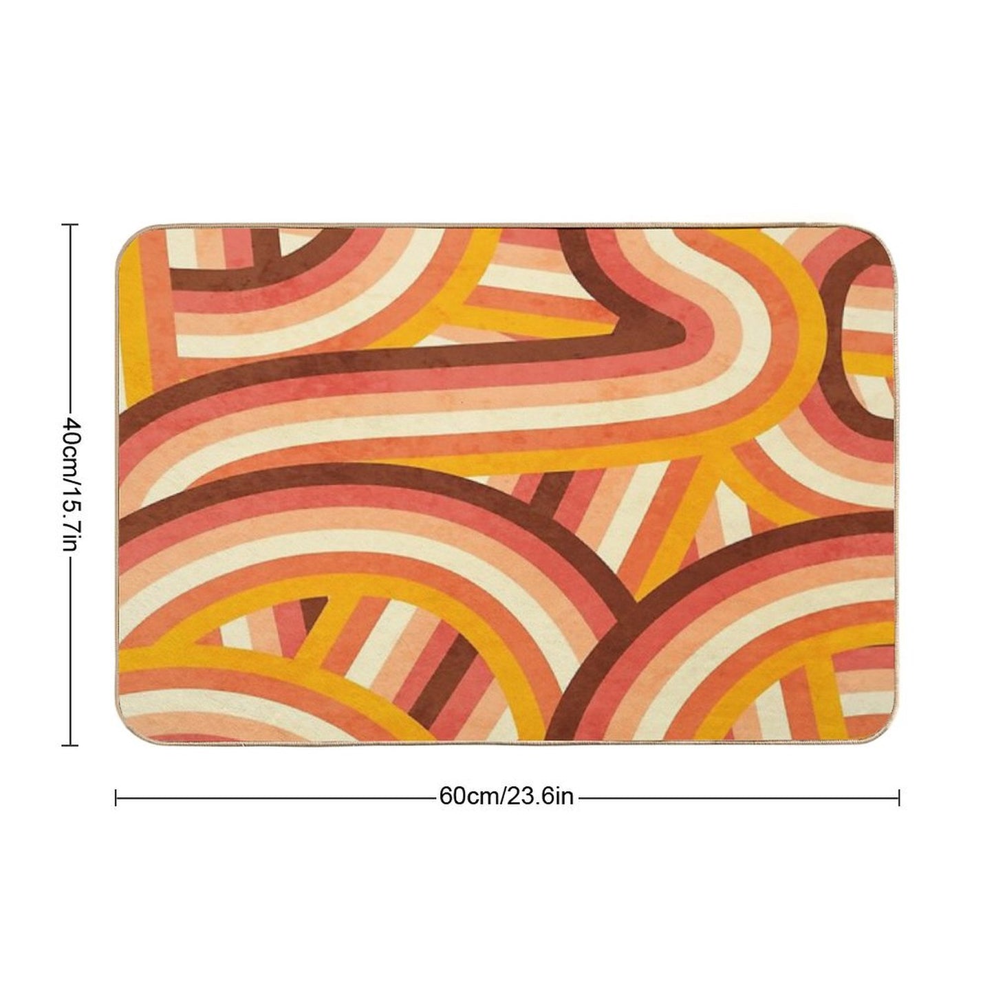 Vintage Orange 70's Style Rainbow Stripes Bath Mat