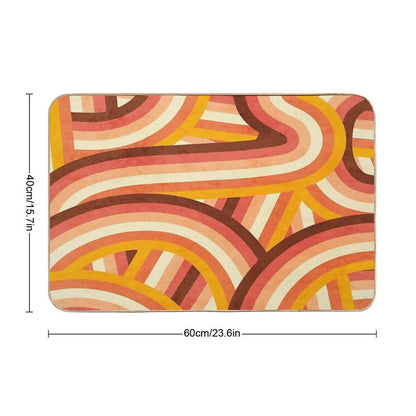 Vintage Orange 70's Style Rainbow Stripes Bath Mat