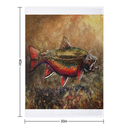 Spawning Male Brook Trout Illustration Throw Blanket