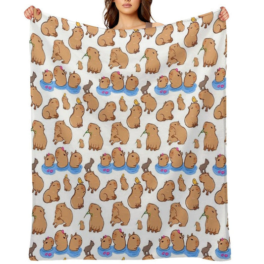 Capybara Pattern Throw Blanket