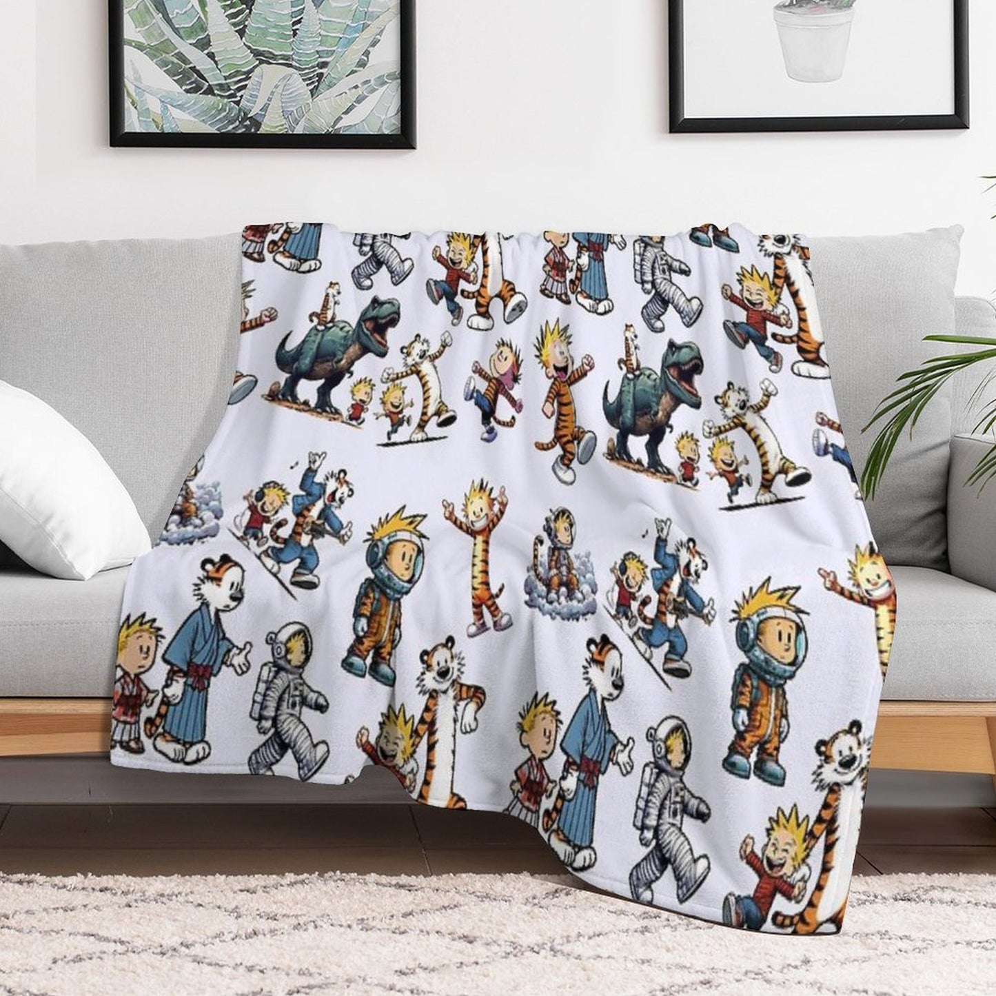 The World of Calvin And His Friendly Tiger Throw Blanket