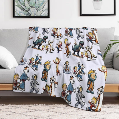 The World of Calvin And His Friendly Tiger Throw Blanket