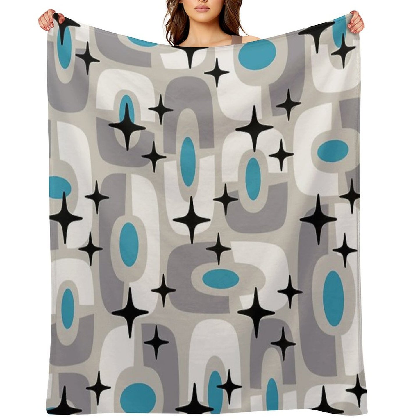 Retro Mid Century Atomic Composition 259 Throw Blanket