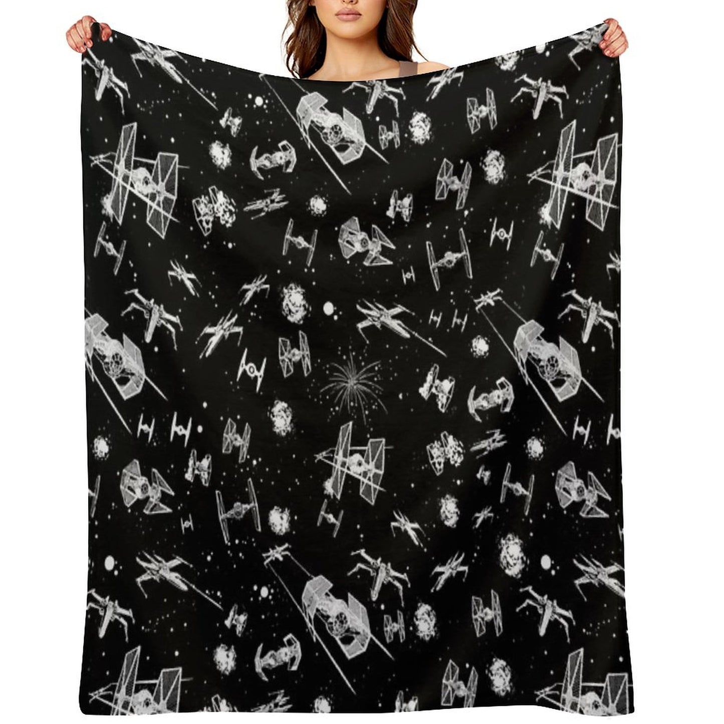 Space Ship Battle Throw Blanket