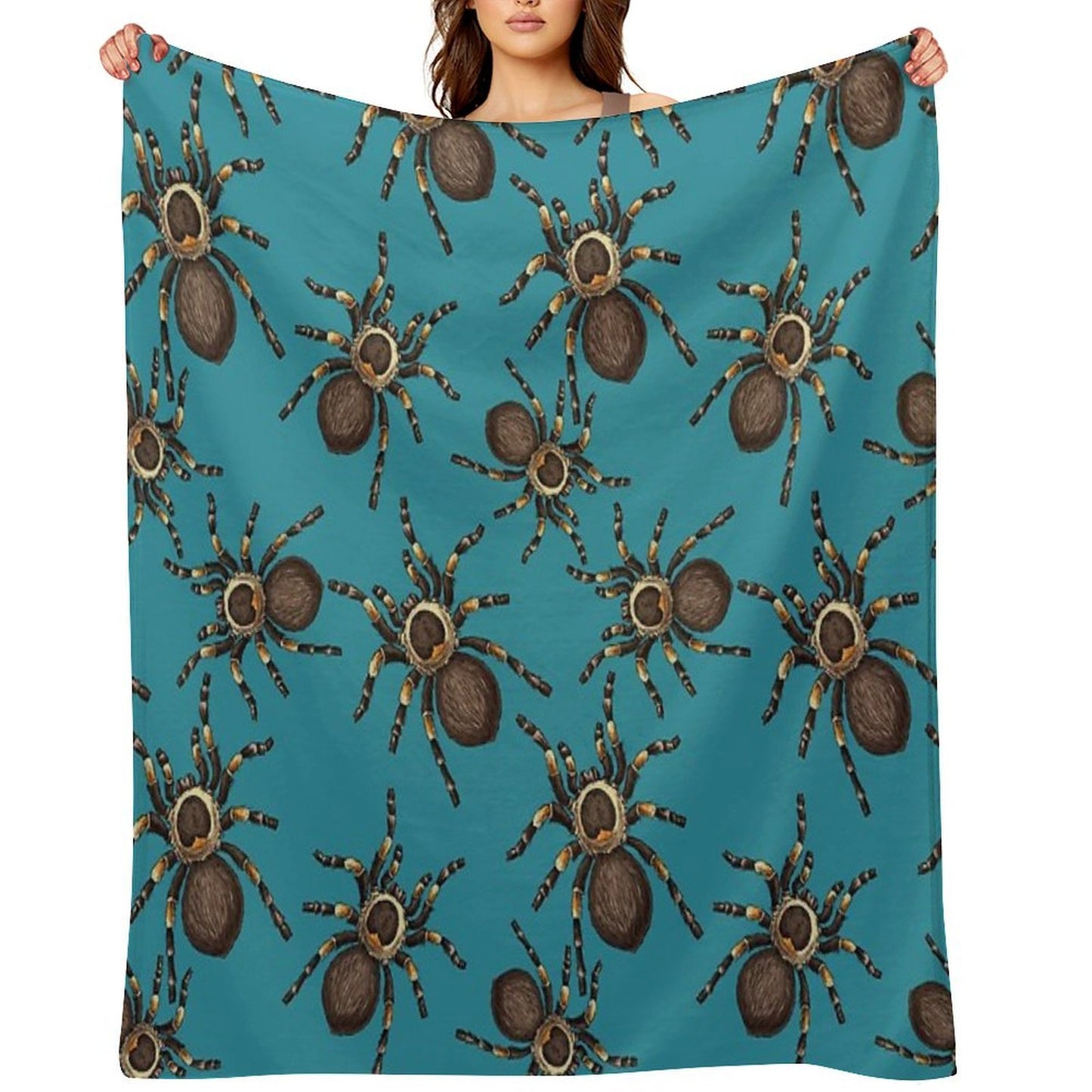 Tarantula on Blue Throw Blanket