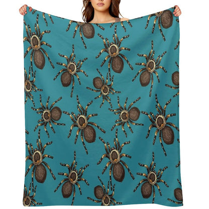 Tarantula on Blue Throw Blanket