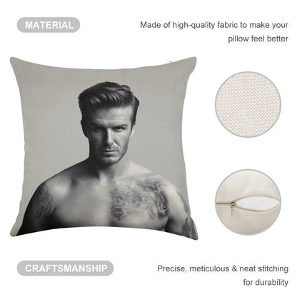 David Beckham Linen Throw Pillow Cover