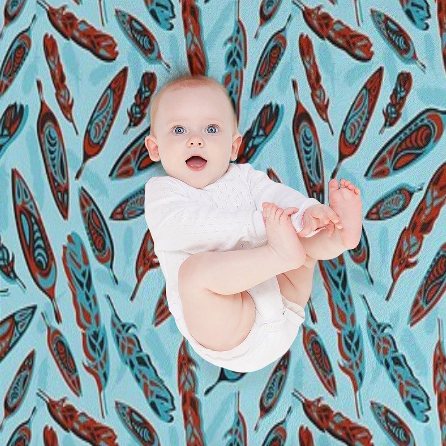 Tlingit Feathers - Blue Throw Blanket