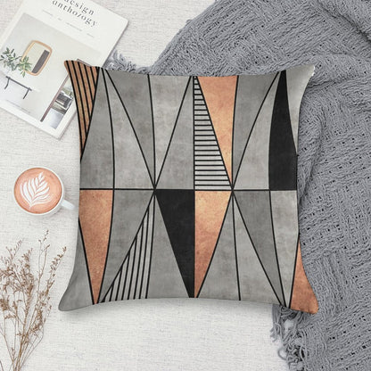 Concrete And Copper Triangles Soft Reinforced Edging Throw Pillow