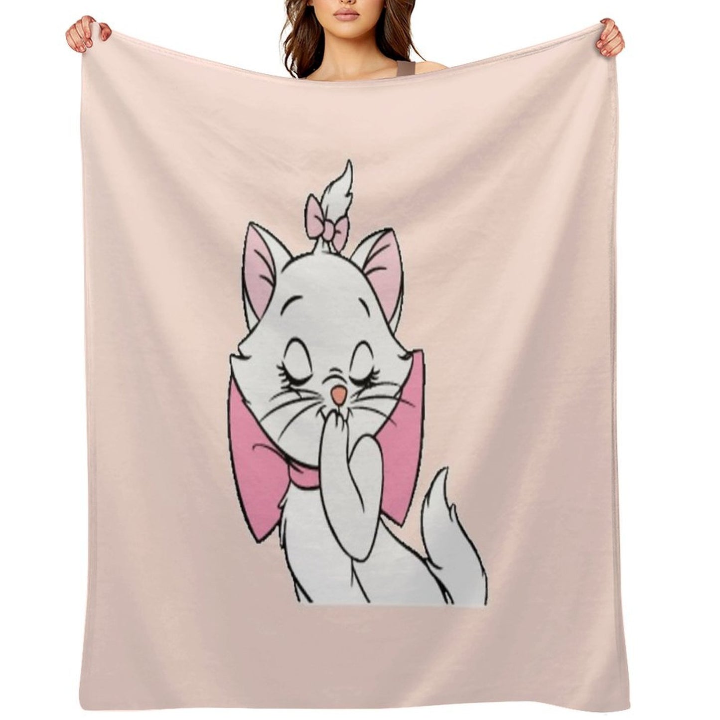 Marie Cute Aristocats. Beautiful Kitty. Cartoon Cat Teehee Throw Blanket